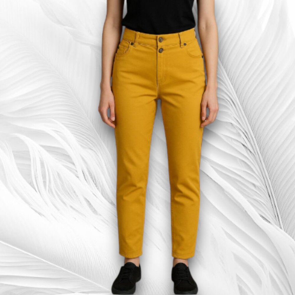 Sabrina Lauren Women's Comfy Mustard Stretch Jeans Size: 10